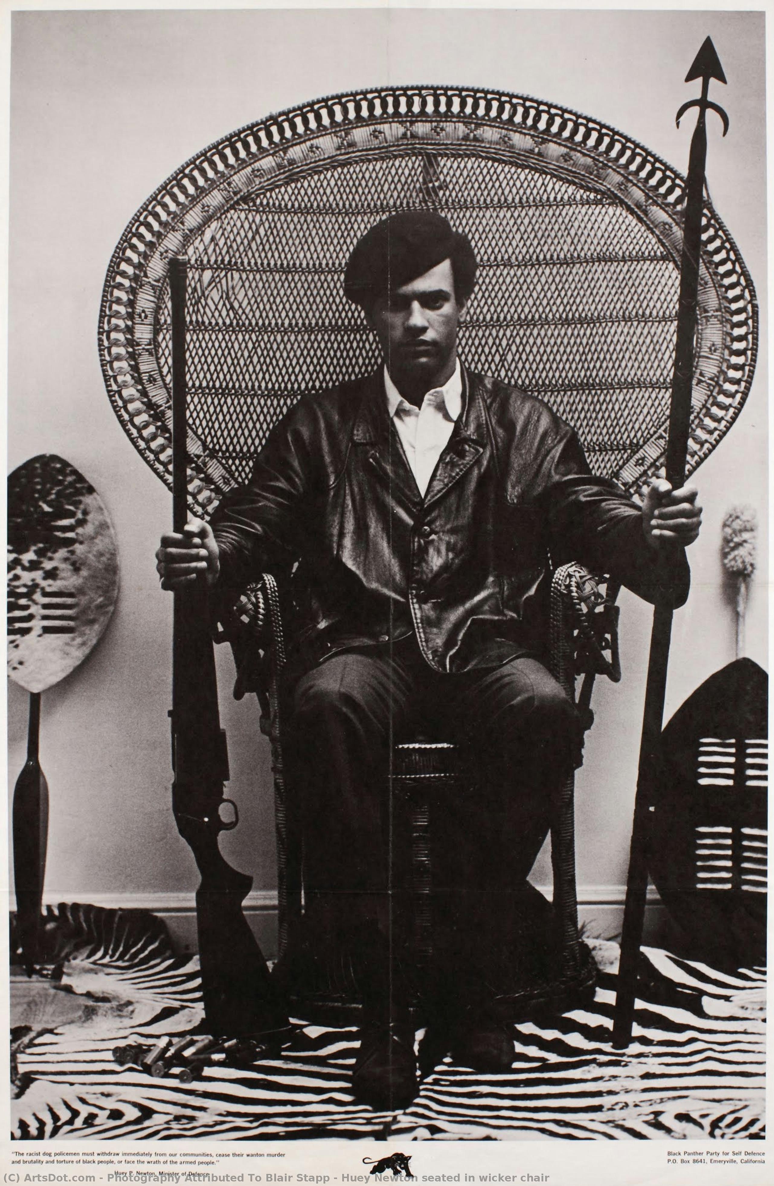 Huey Newton Seated In Wicker Chair — Photography Attributed To Blair Stapp