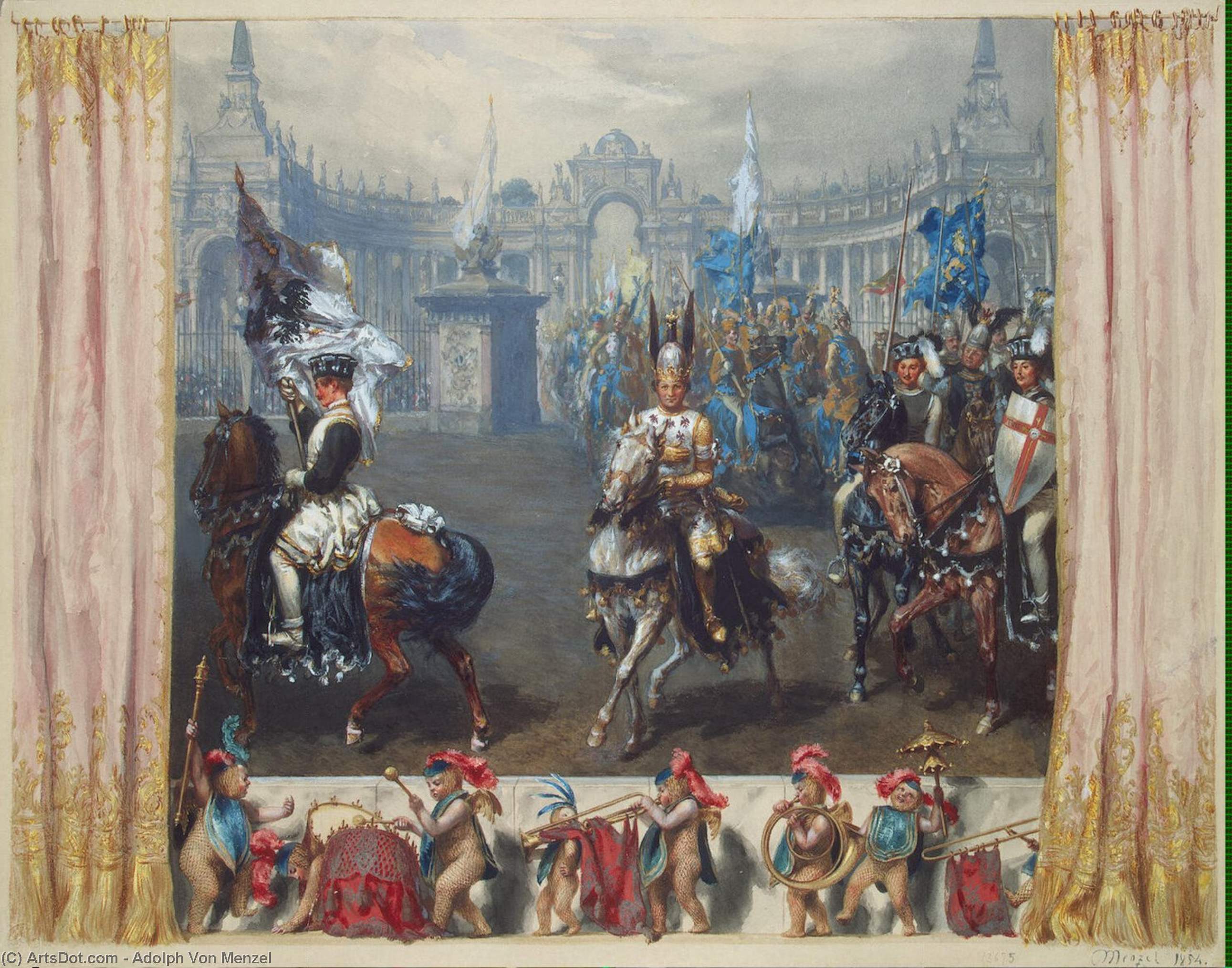 Entrance Of The Knights At Festival 'the Magic Of The White Rose' In 1829 — Adolph Von Menzel