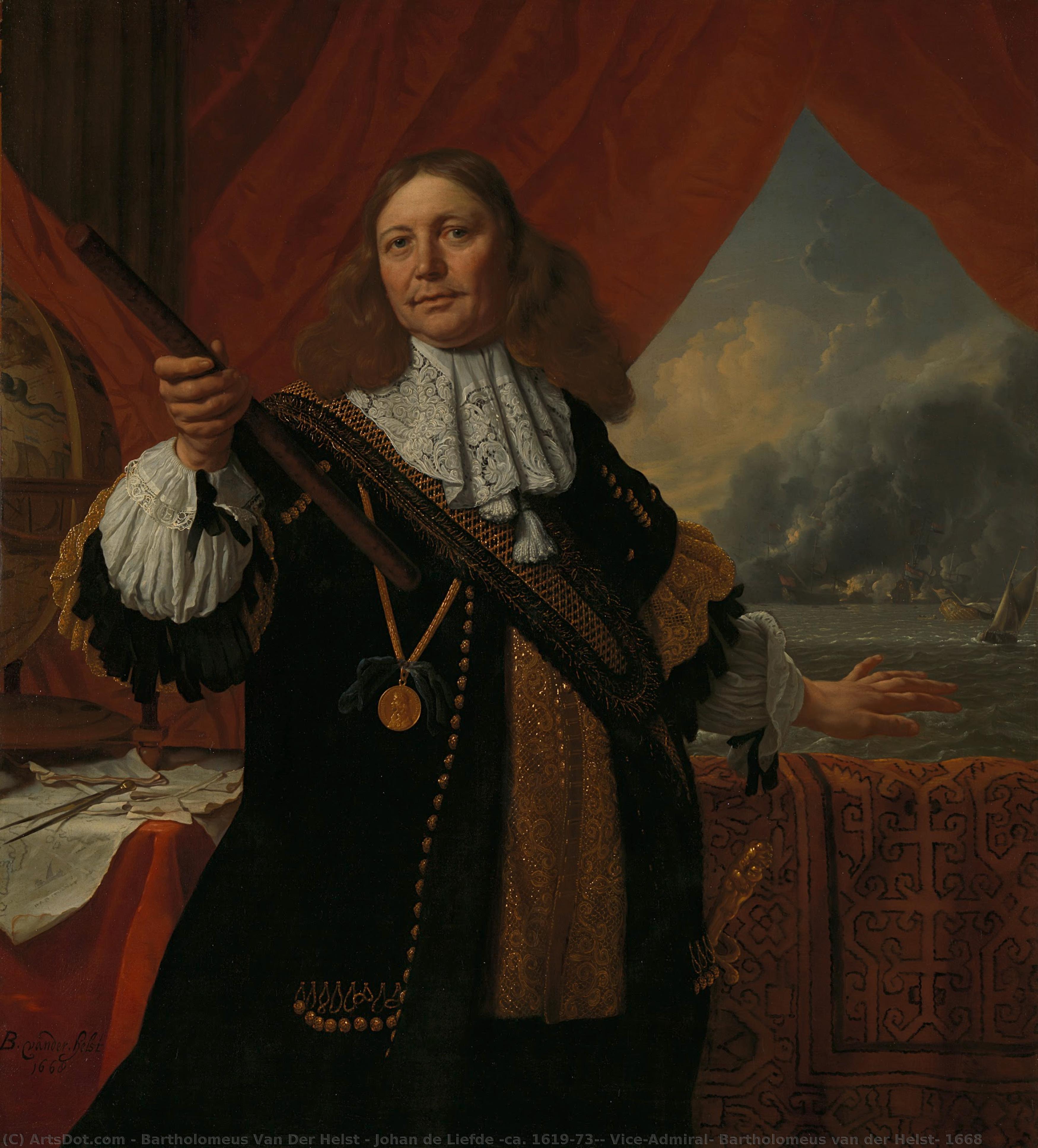 Johan De Liefde (ca. 1619-73), Vice-admiral, Bartholomeus Van Der Helst, 1668 — Bartholomeus Van Der Helst