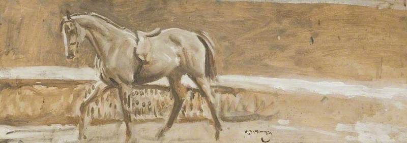 Study Of A Grey Hunter In A Landscape — Sir Alfred James Munnings