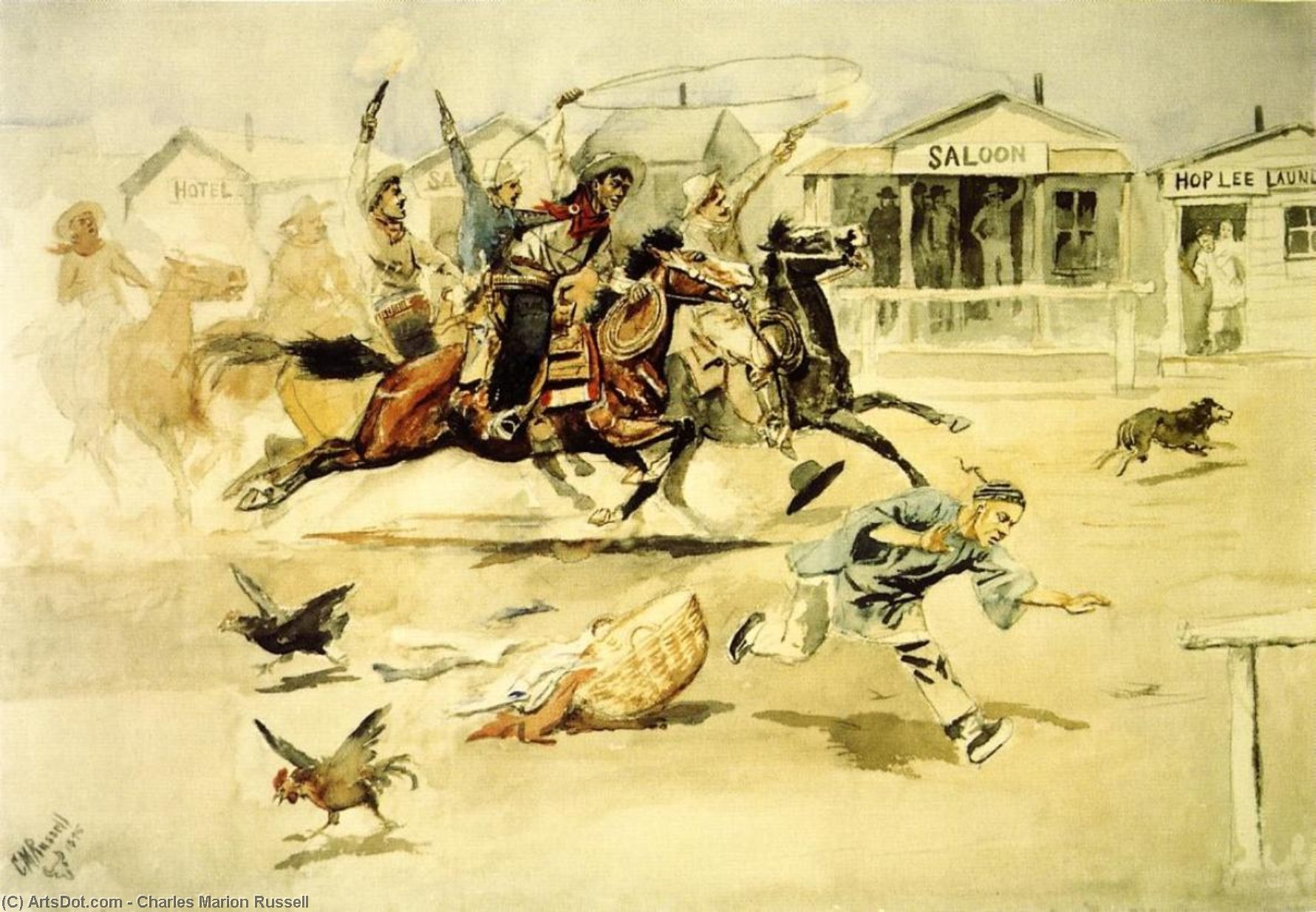 Whooping It Up (also Known As A Quiet Day In Chinook) — Charles Marion Russell