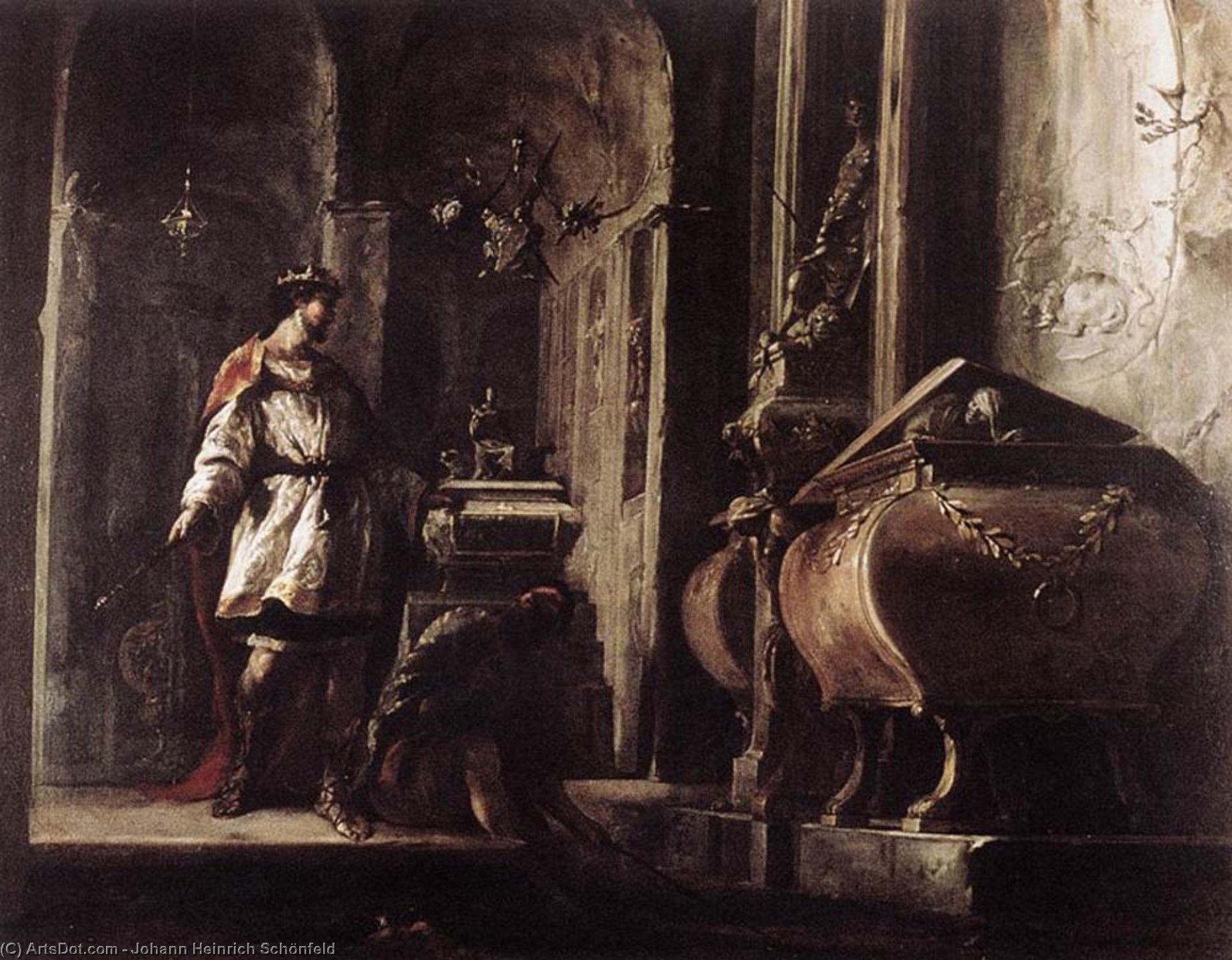Alexander The Great Before The Tomb Of Achilles — Johann Heinrich Schönfeld