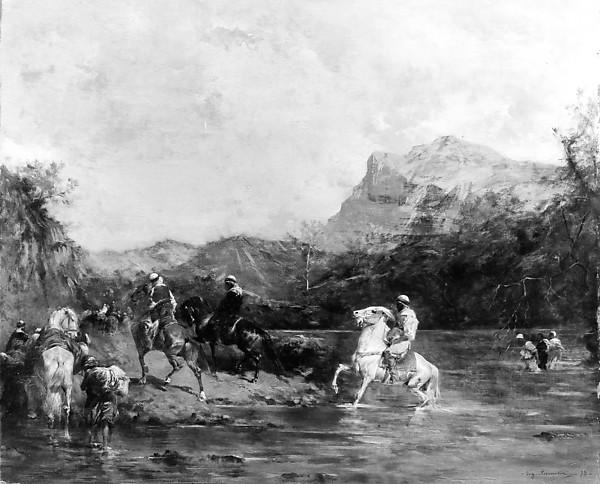 Arabs Crossing A Ford — Eugène Samuel Auguste Fromentin