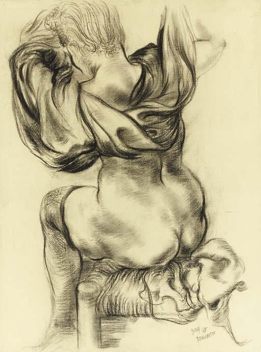 Seated Nude With Drapery — George Grosz