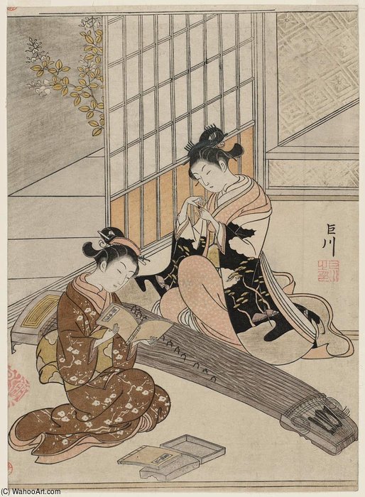 Descending Geese Of The Koto Bridges — Suzuki Harunobu