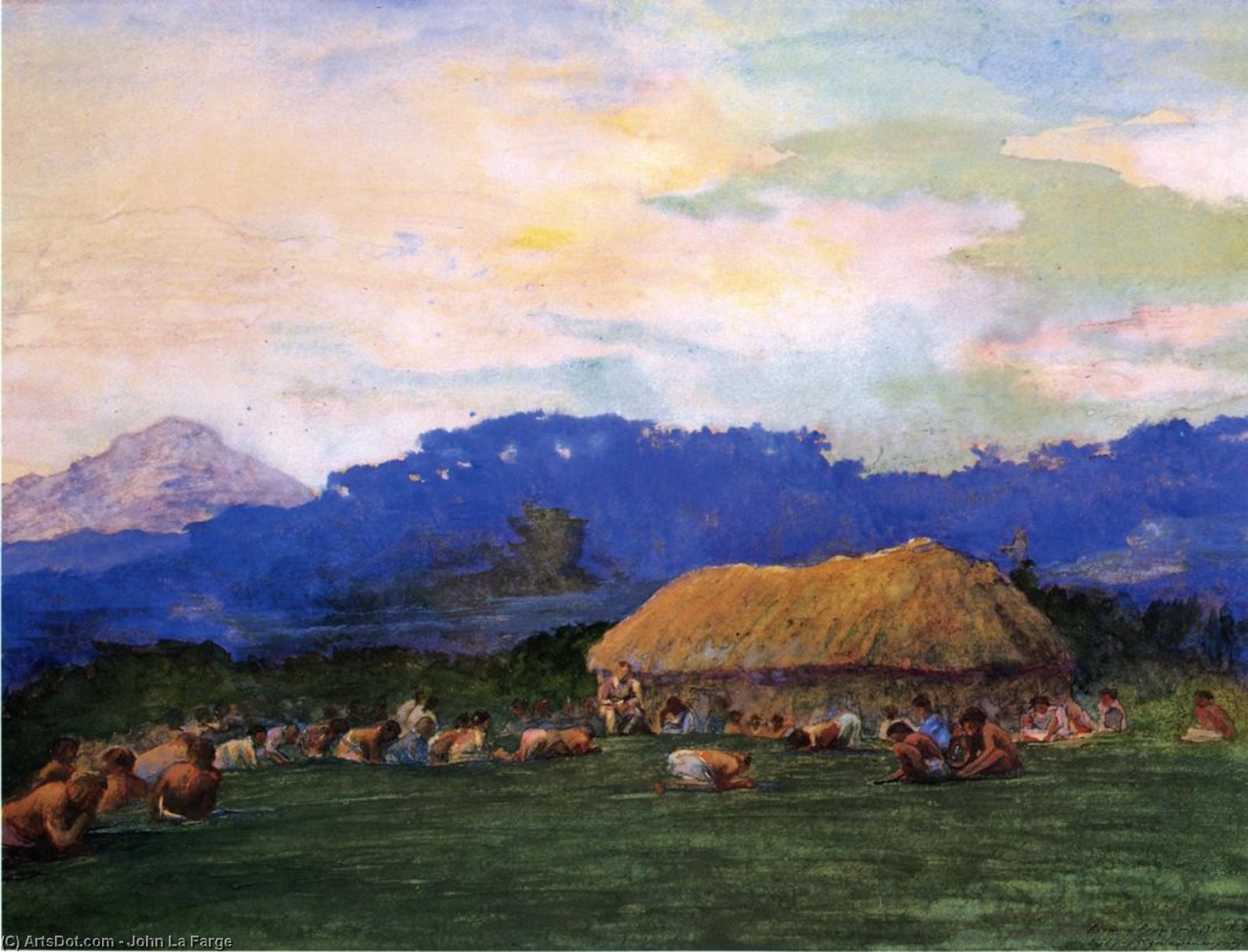 Evening Prayer In Devil Country, Fiji, Ngalawana — John La Farge
