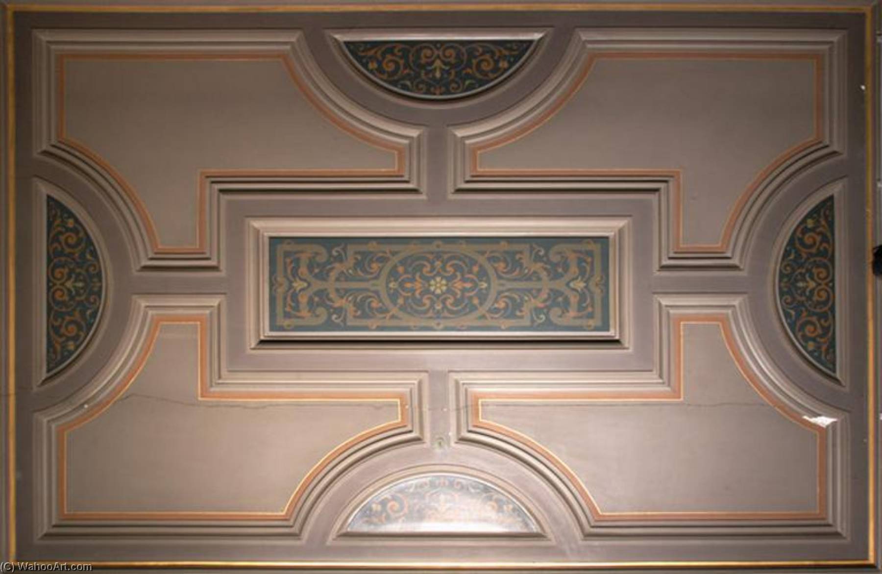 Plafond À 35 Caissons De La Galerie De Psyché — Guifard Dominique Henri