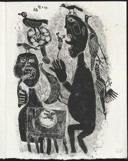 Mangeurs D'oiseaux From Matière Et Mémoire Ou Les Lithographies À L'école — Jean Philippe Arthur Dubuffet