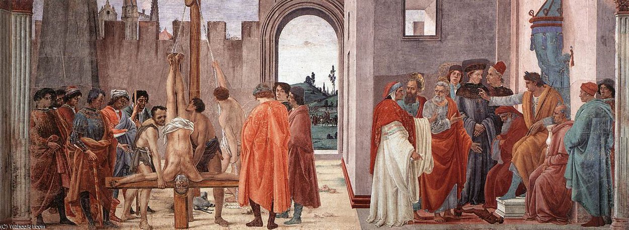 Cappella Brancacci-disputation With Simon Magus And Crucifixion Of Peter — Filippino Lippi