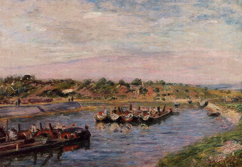 Idle Barges On The Loing Canal At Saint-mammes — Alfred Sisley
