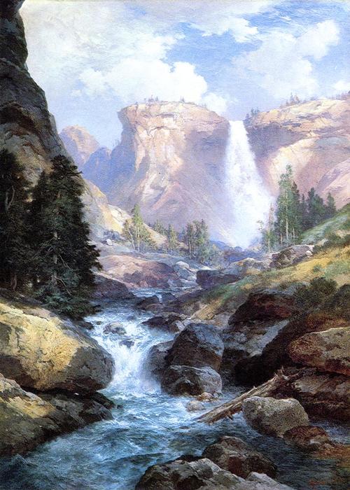 Waterfall In Yosemite — Thomas Moran