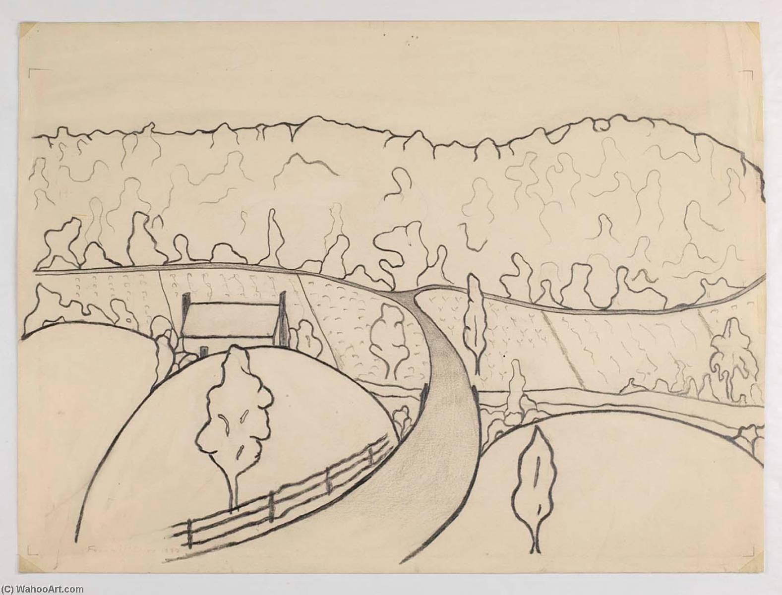 Hill, Trees And Road — Frank Mcclure