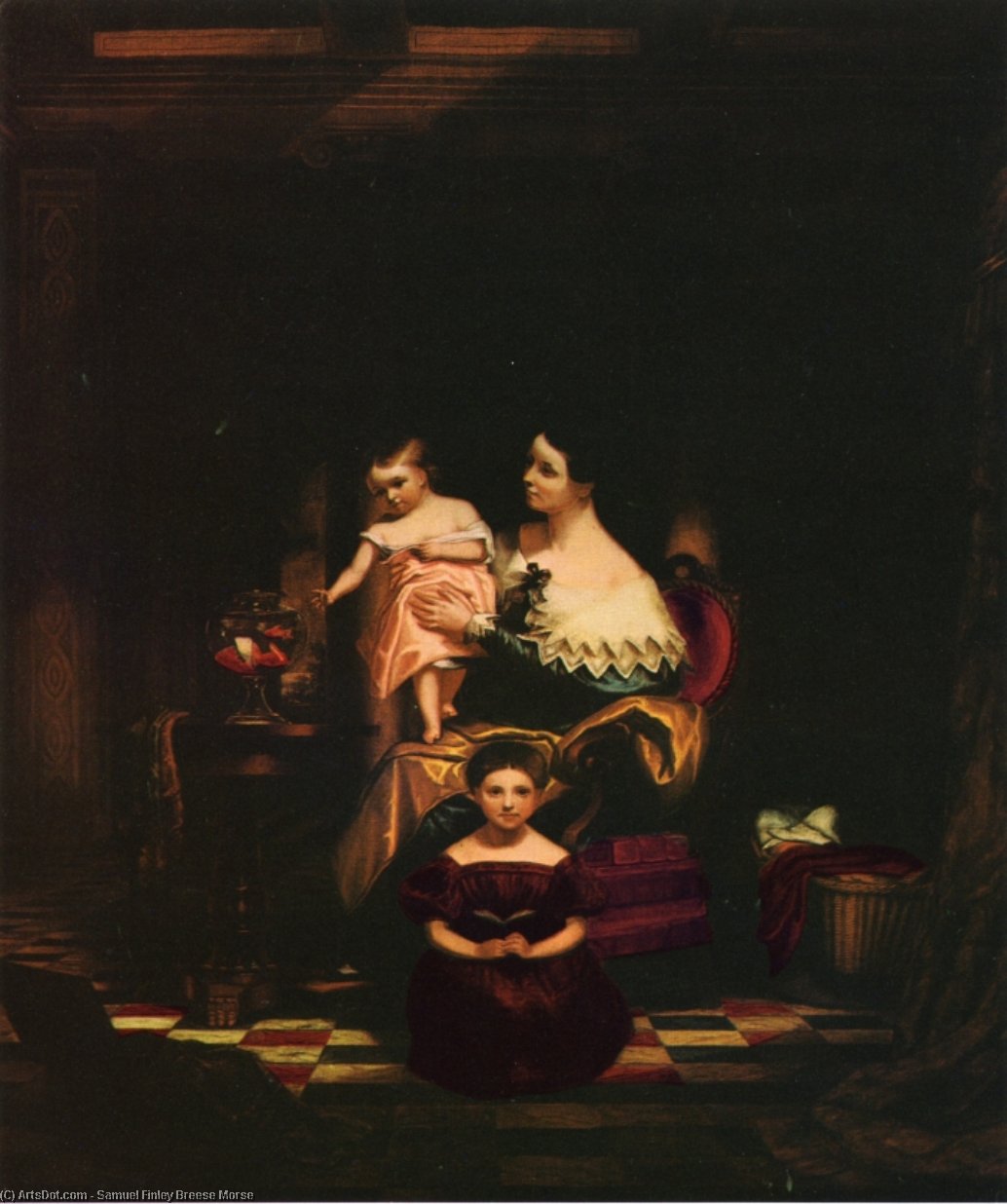 Mrs. Richard C. Morse And Her Two Children (elizabeth Ann And Charlotte) (aka The Goldfish) — Samuel Finli Brijs Mors