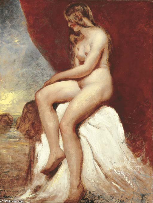Female Nude, Seated, With The Sea Beyond — William Etty