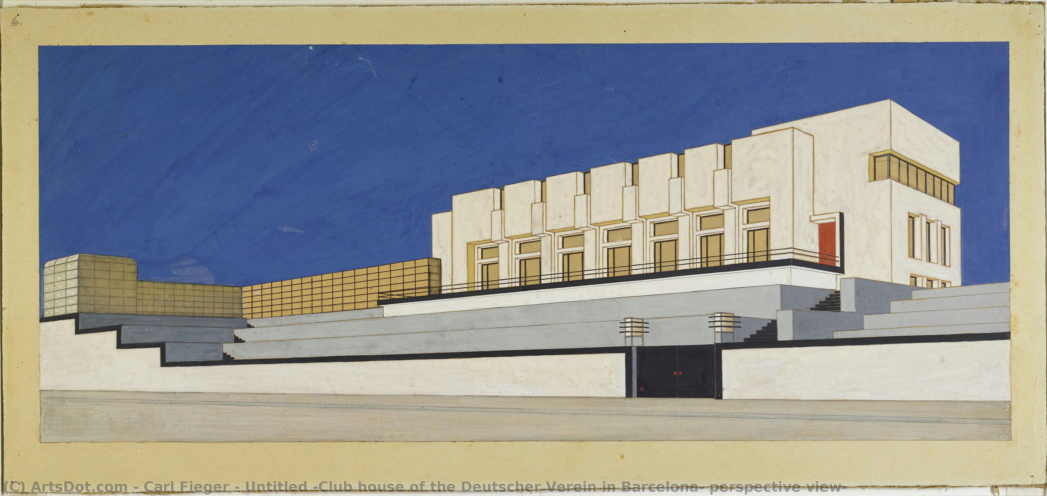 Untitled (club House Of The Deutscher Verein In Barcelona, Perspective View) — Carl Fieger