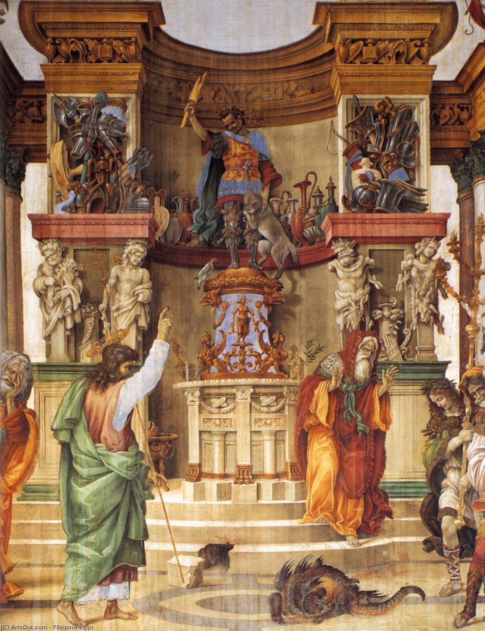 St Philip Driving The Dragon From The Temple Of Hieropolis (detail) — Filippino Lippi