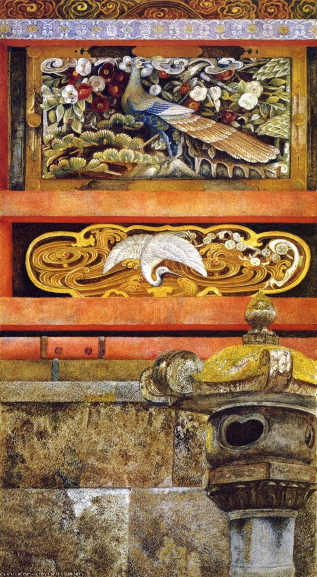 Wall Enclosing The Mausoleum Of Ieyasu At Nikko — Henry Roderick Newman