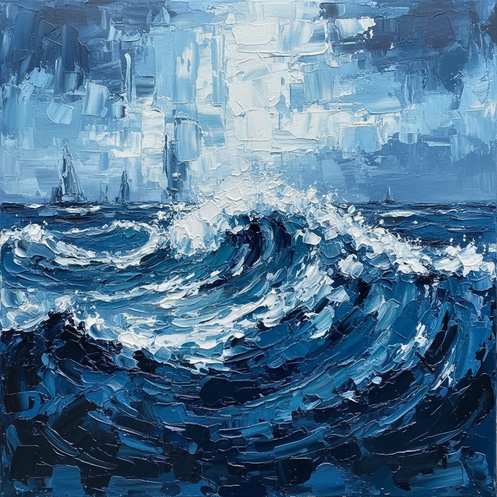 Monolithic Surge Of Midnight Blue In A Singular Impasto Ocean Masterpiece — Christian Noiret