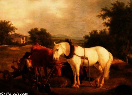 The Plough Team Resting — Жак Лоран Агассе