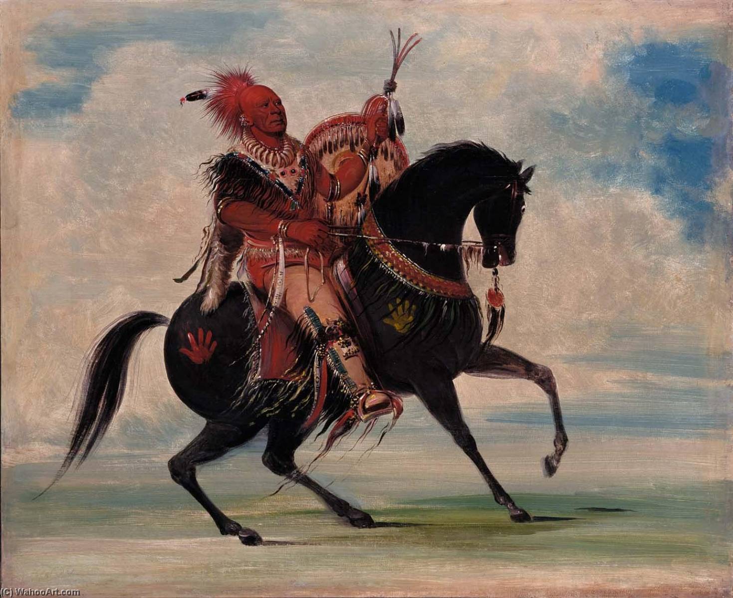 Kee O Kúk, The Watchful Fox, Chief Of The Tribe, On Horseback — George Catlin