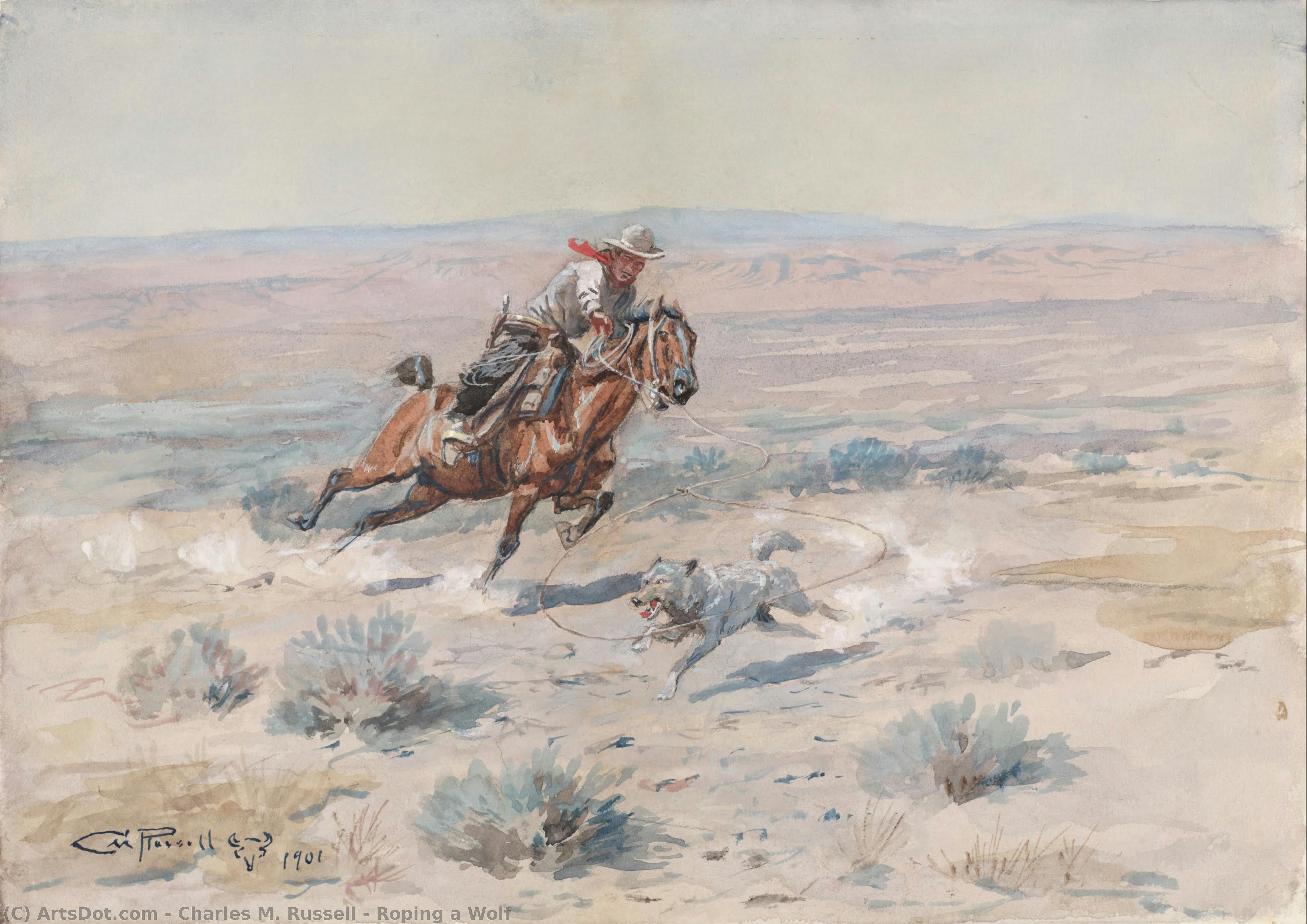 Enlazando Un Lobo — Charles Marion Russell