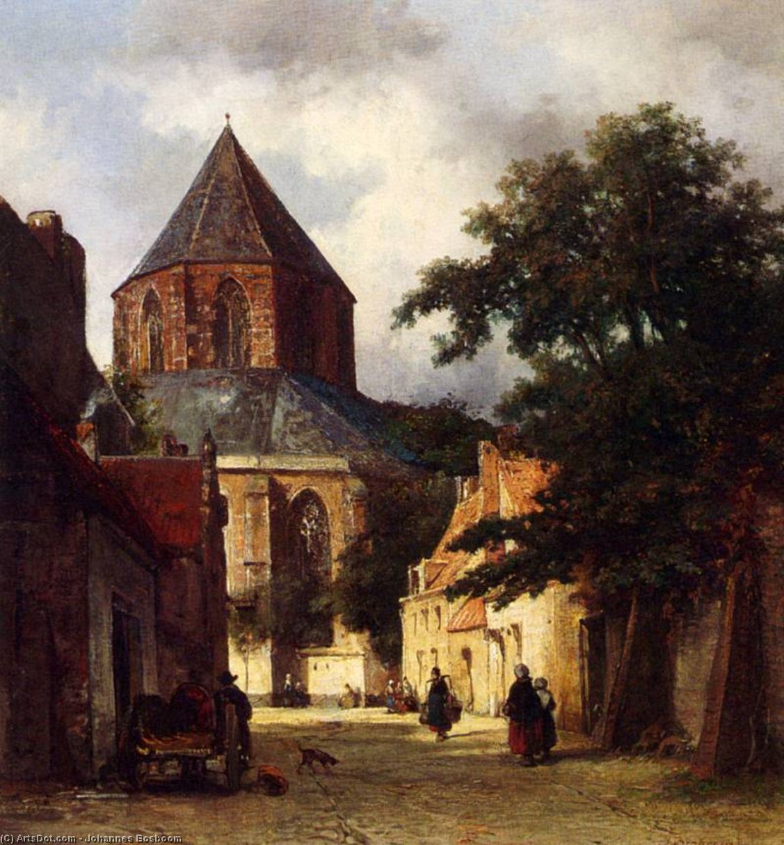 Figures In The Streets Of Dutch Town — Johannes Bosboom