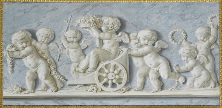 Amours Et Attributs (avec Des Roses Et Un Char) — Sauvage Pieter Joseph (sauvage Piat)