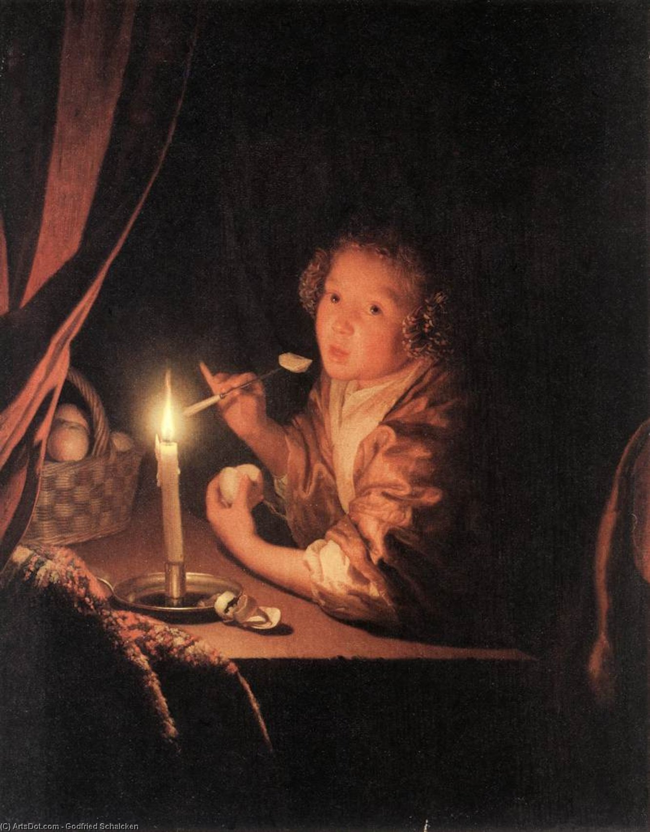 Girl Eating An Apple — Годфрид Шалкен