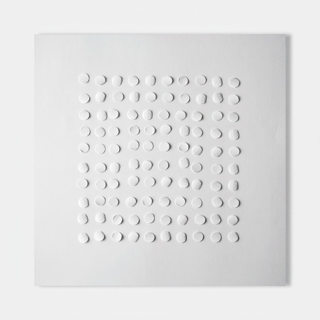 Ethereal Relief In Pearl: A Meditative Study Of Monochromatic Geometric Harmony — Laurent Vionnet