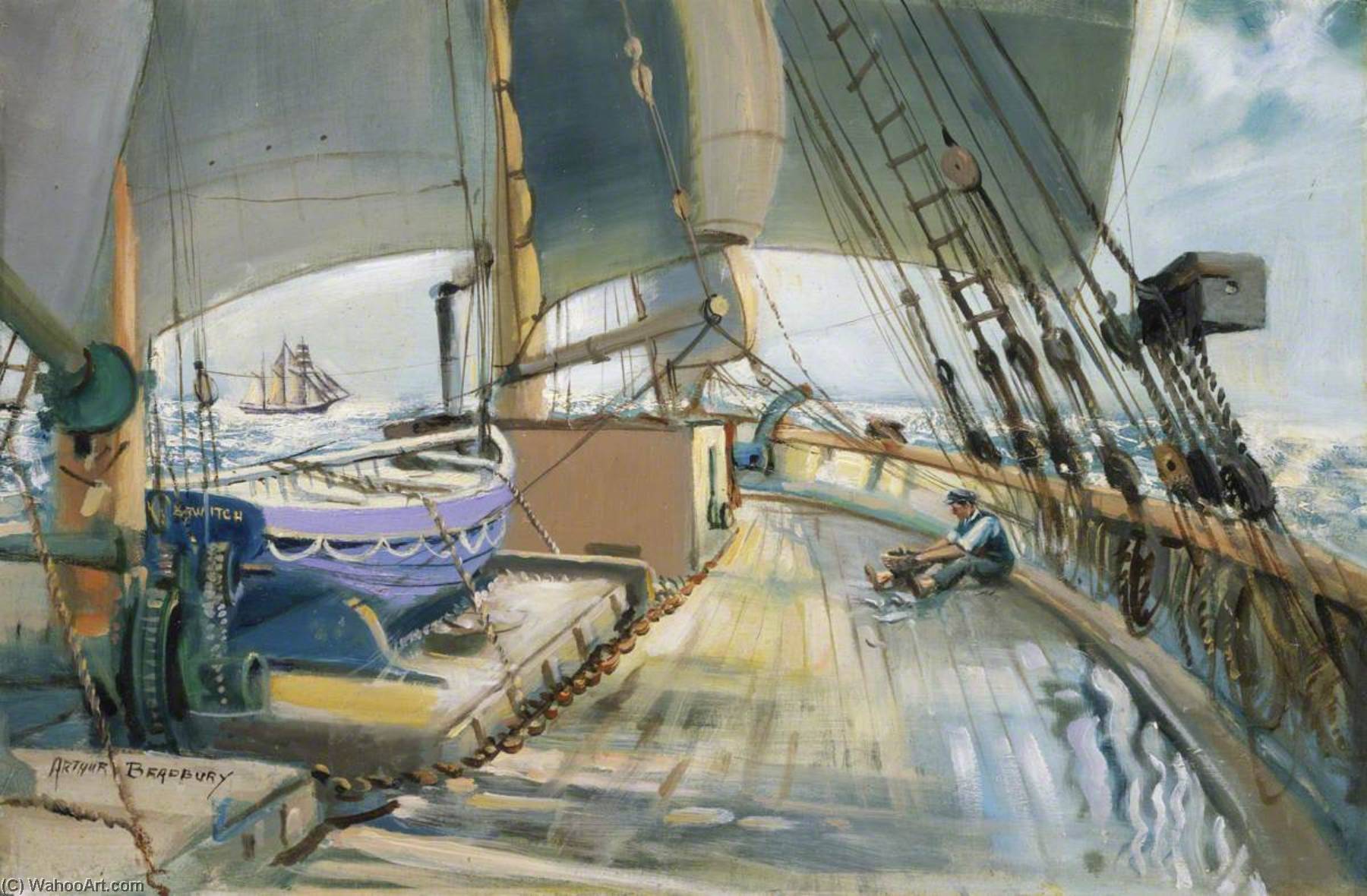 A Deck Scene On The Barquentine 'waterwitch' — Arthur Royce Bradbury