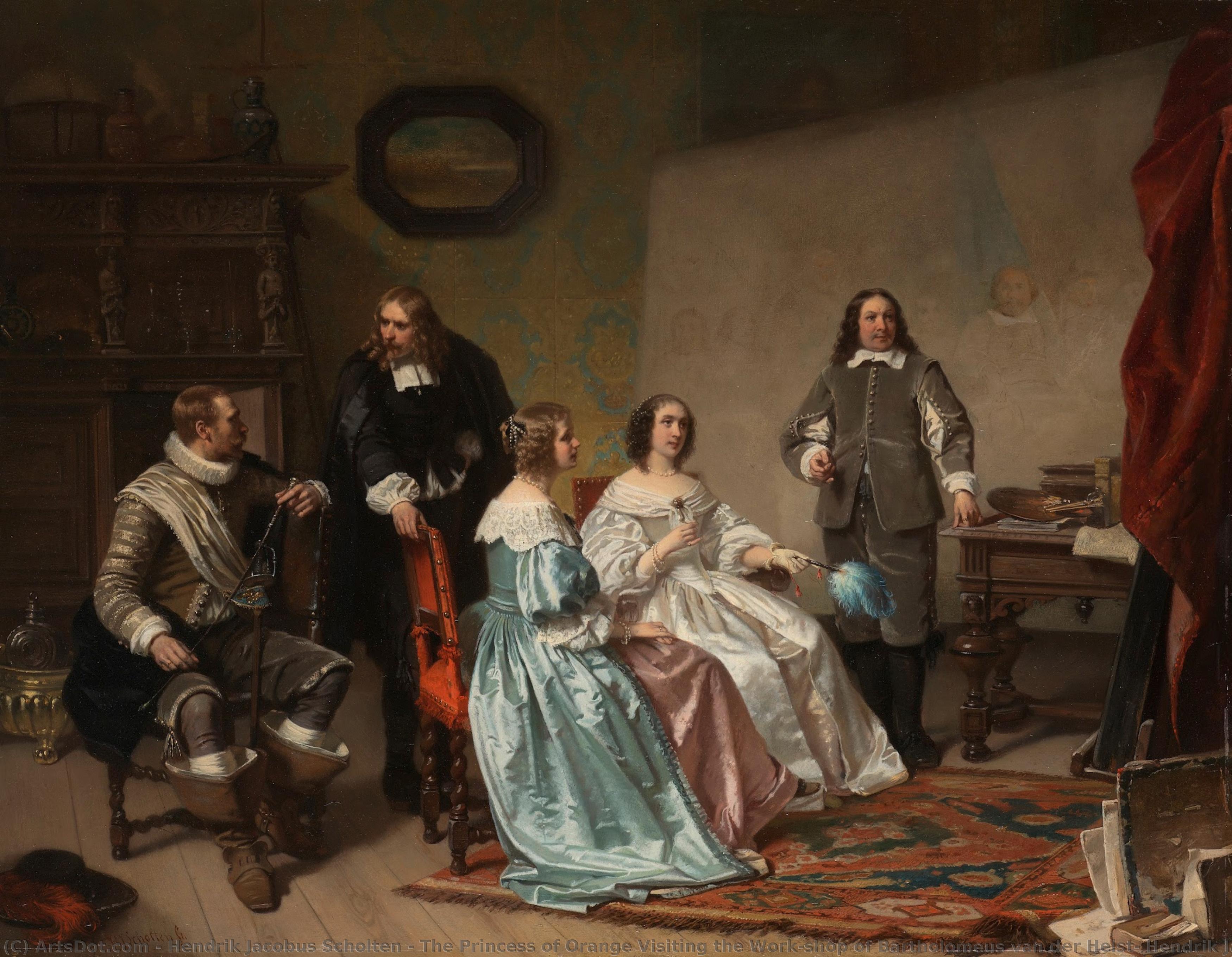 The Princess Of Orange Visiting The Work-shop Of Bartholomeus Van Der Helst, Hendrik Jacobus Scholten, C. 1850 - C. 1870 — Hendrik Jacobus Scholten