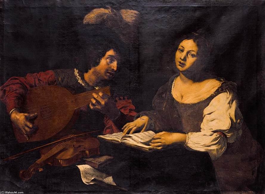 A Musician Playing A Lute To A Singing Girl — Nicolas Régnier