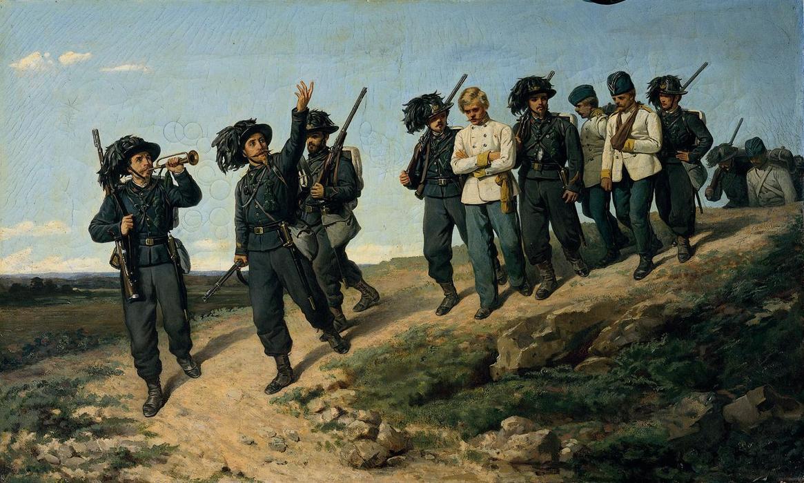 Ritorno Dei Bersaglieri Italiani Da Una Ricognizione — Silvestro Lega