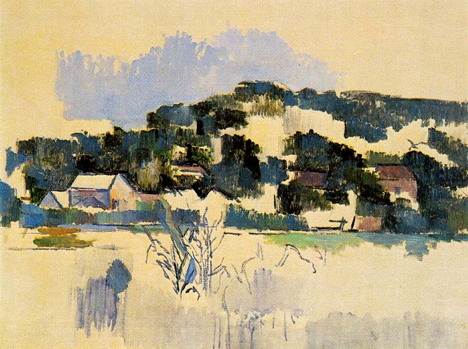 Häuser Am Hügel (flussufer) — Paul Cézanne