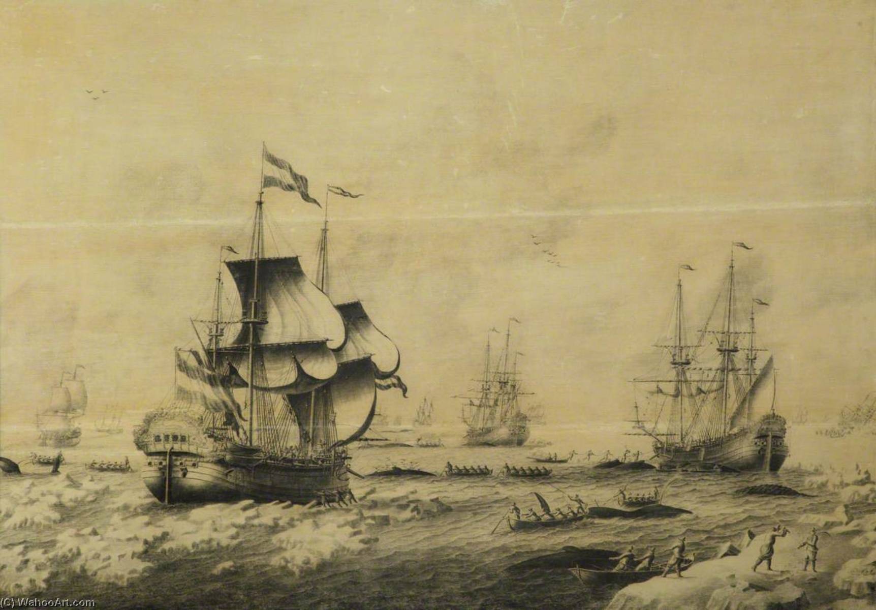 Dutch Whaling Fleet In The Ice — Adriaen Van Salm