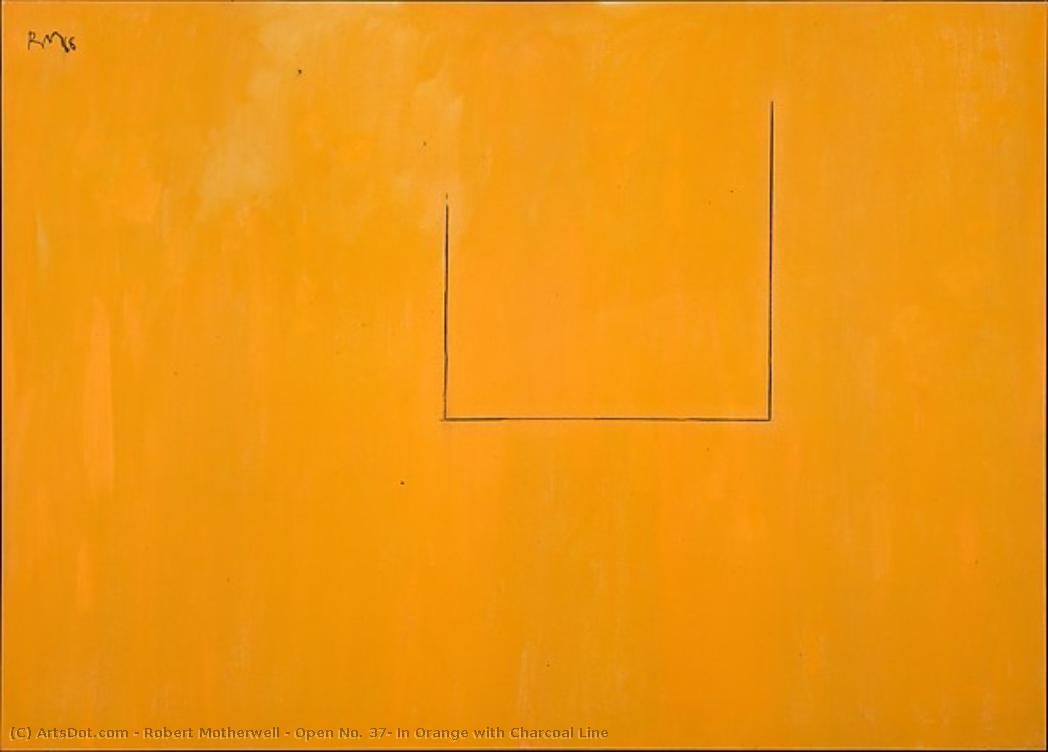 Open No. 37: In Orange With Charcoal Line — Robert Motherwell