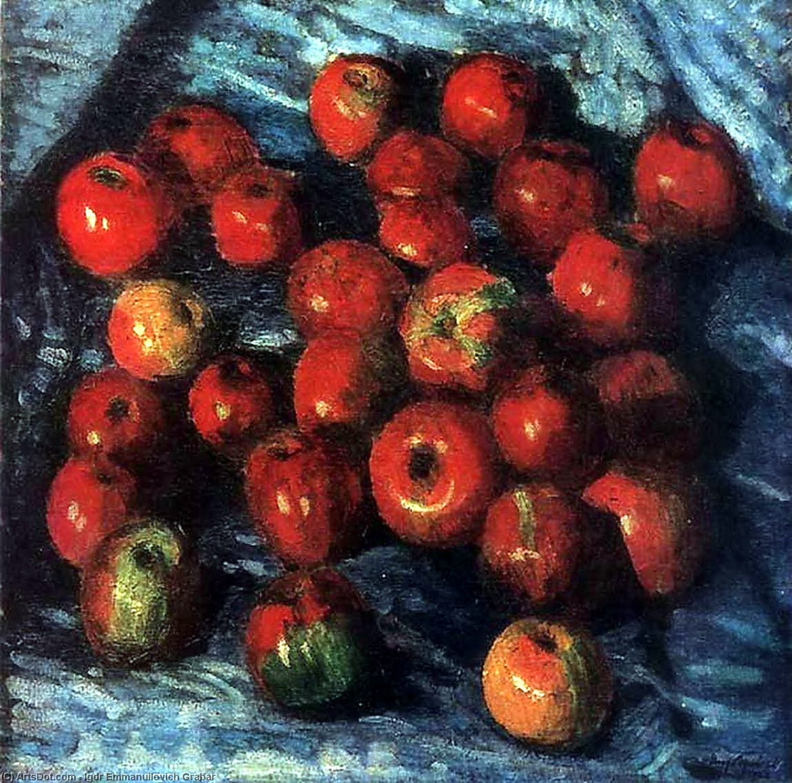 Red Aplles On Blue Tablecloth — イゴール・グラバリ