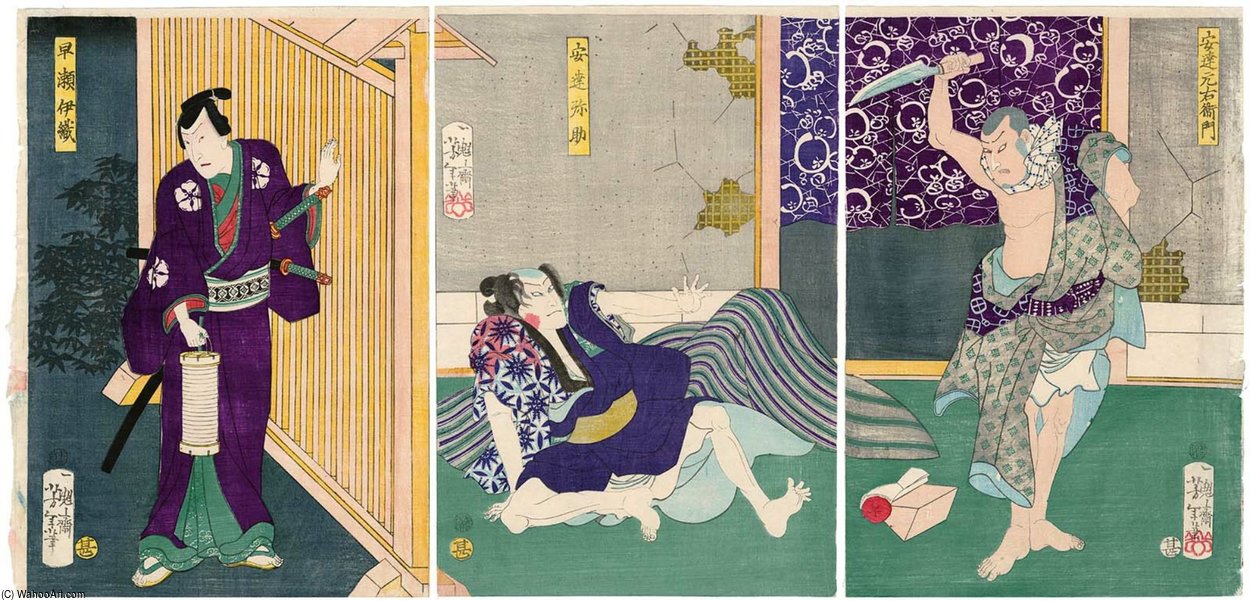 Actors As Adachi Motoemon — Tsukioka Yoshitoshi