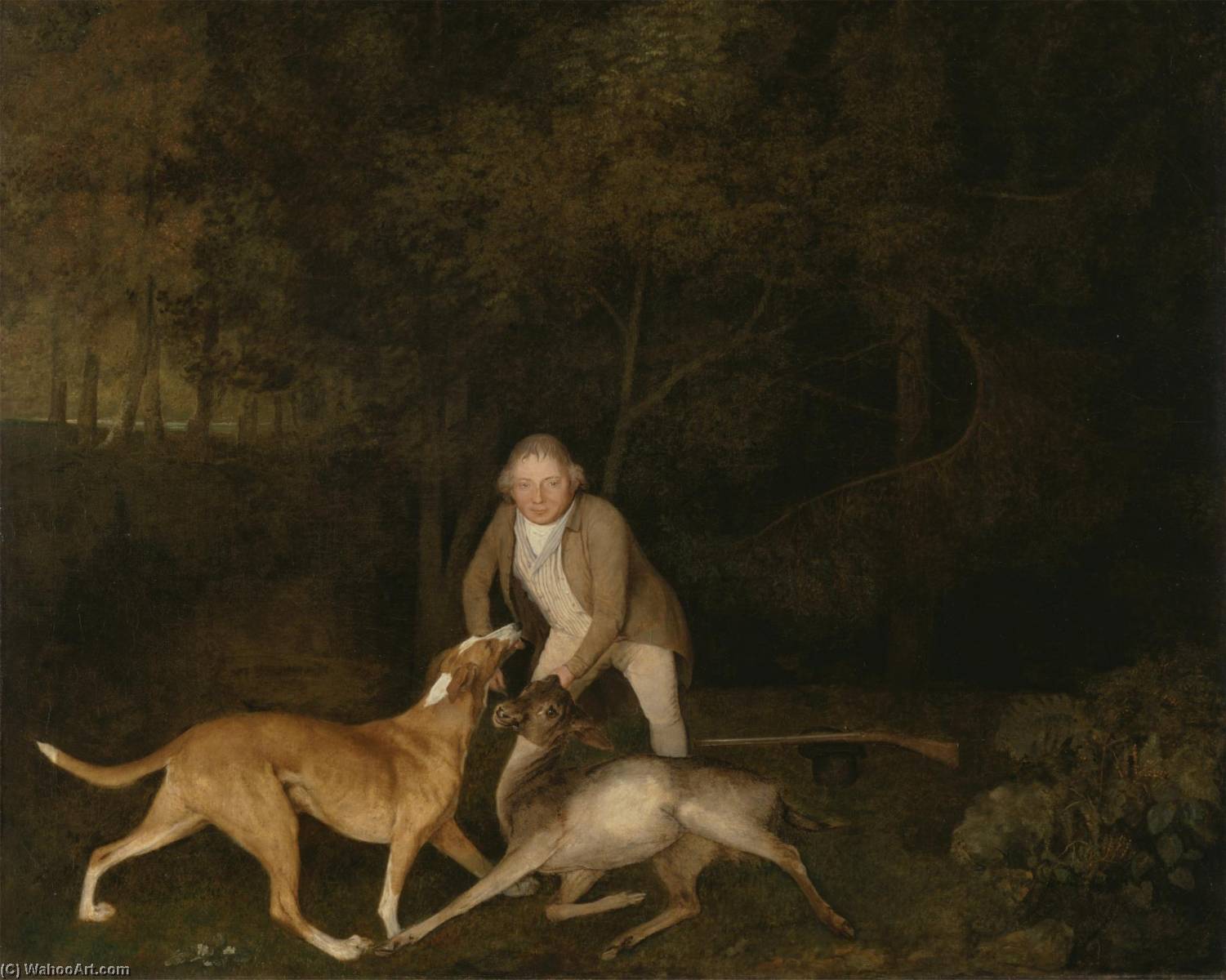 Freeman, The Earl Of Clarendon's Gamekeeper, With A Dying Doe And Hound — George Stubbs