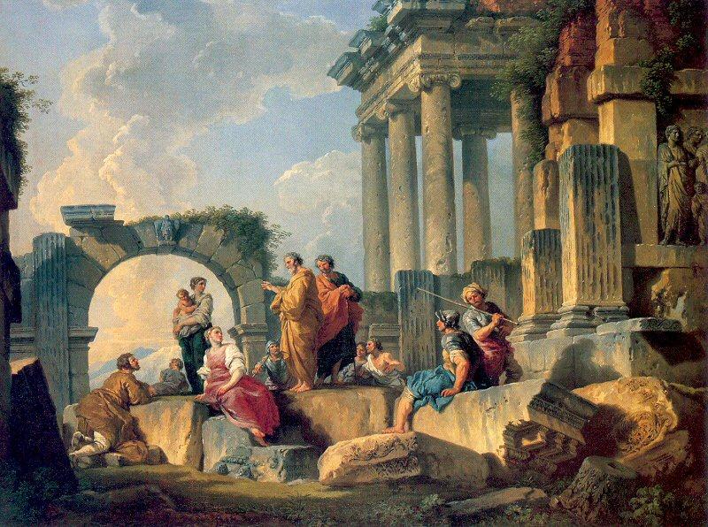 Ruins With Scene Of The Apostle Paul Preaching — Giovanni Paolo Panini