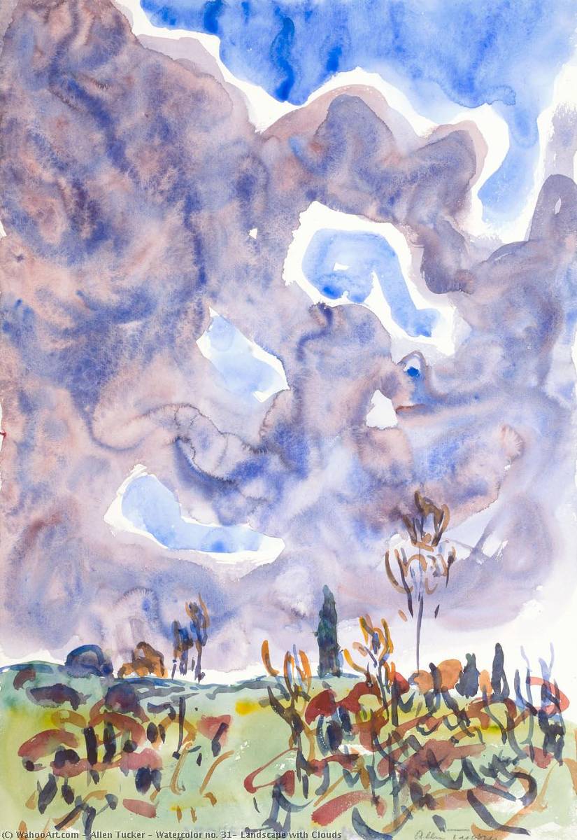 Watercolor No. 31, Landscape With Clouds — Allen Tucker
