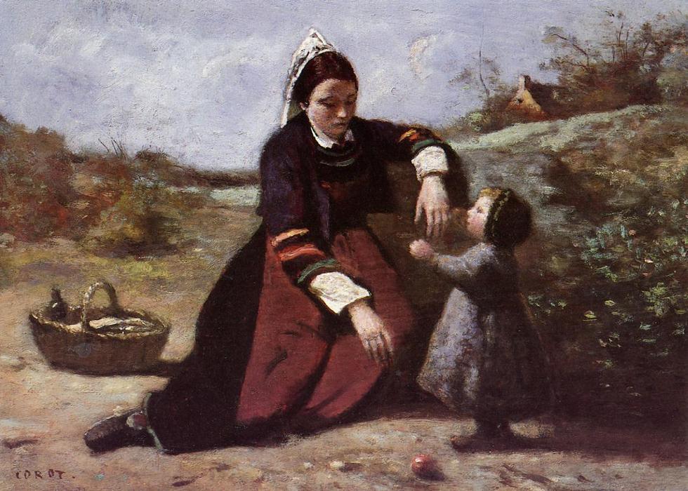 Breton Woman With Her Little Girl — Žan-batist Kamil Korote