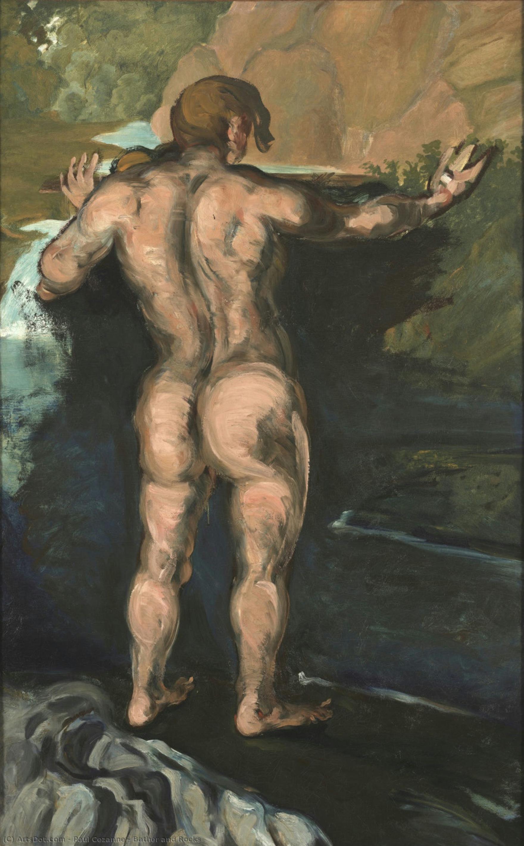 Bather And Rocks — Поль Сезанн