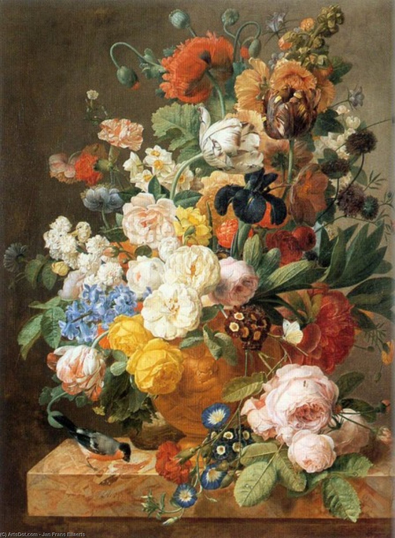 Bouquet Of Flowers In A Sculpted Vase — Jan Frans Eliaerts