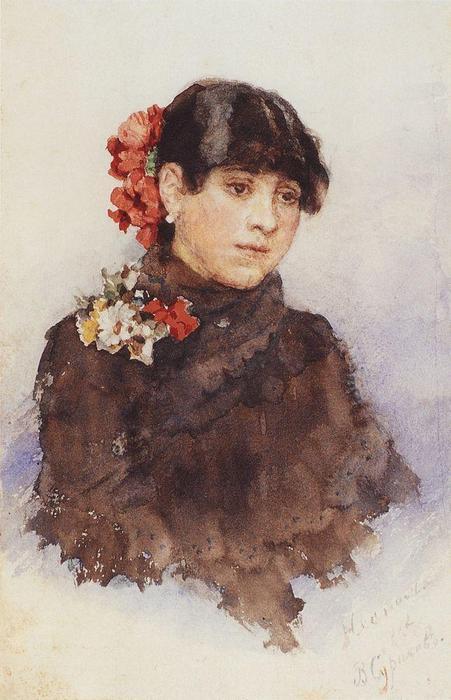 Neapolitan Girl With Flowers In Her Hair — Vasily Ivanovich Surikov