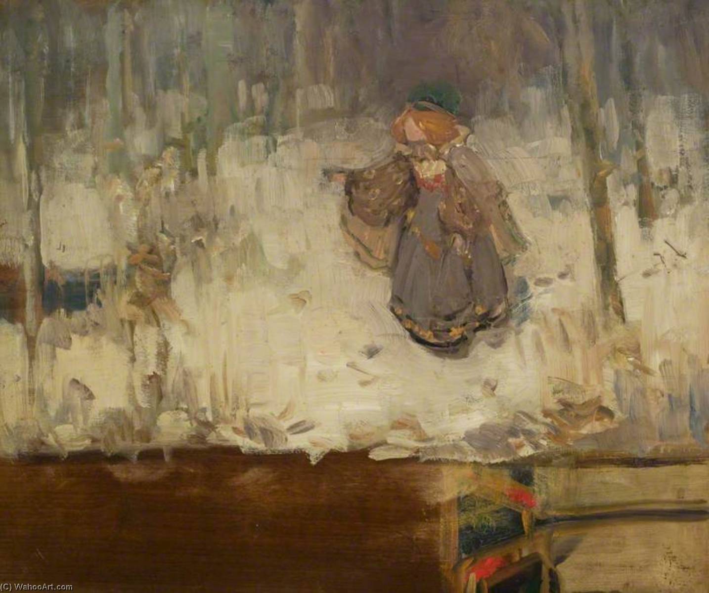 A Red Headed Girl In A Grey Dress In A Wood — Thomas Bromley Blacklock