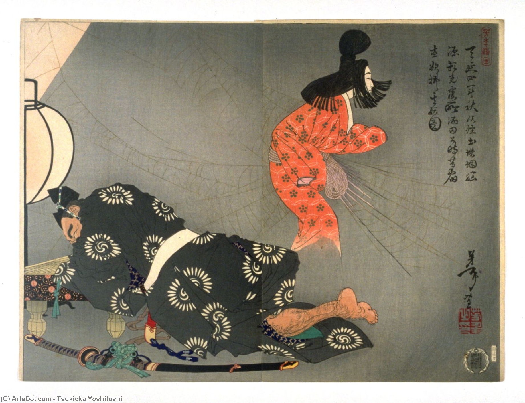 Sakata Kintoki Lodges In The Chambers Of Minamoto — Tsukioka Yoshitoshi