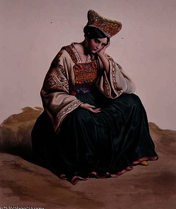 Young Girl In Calabrian Dress, — Edouard Pingret