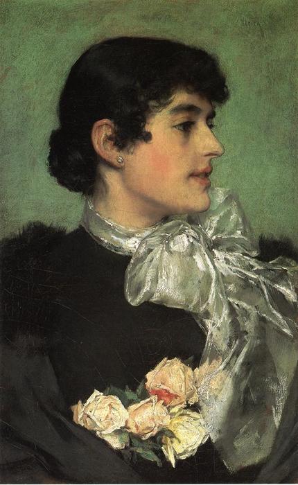 Portrait Of A Woman In A Purple Hat — Charles Frederic Ulrich