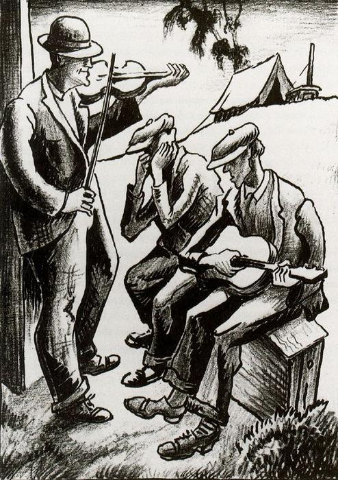 These Three In The Evening, Harmonica And Fiddle And Guitar — Томас Харт Бентън